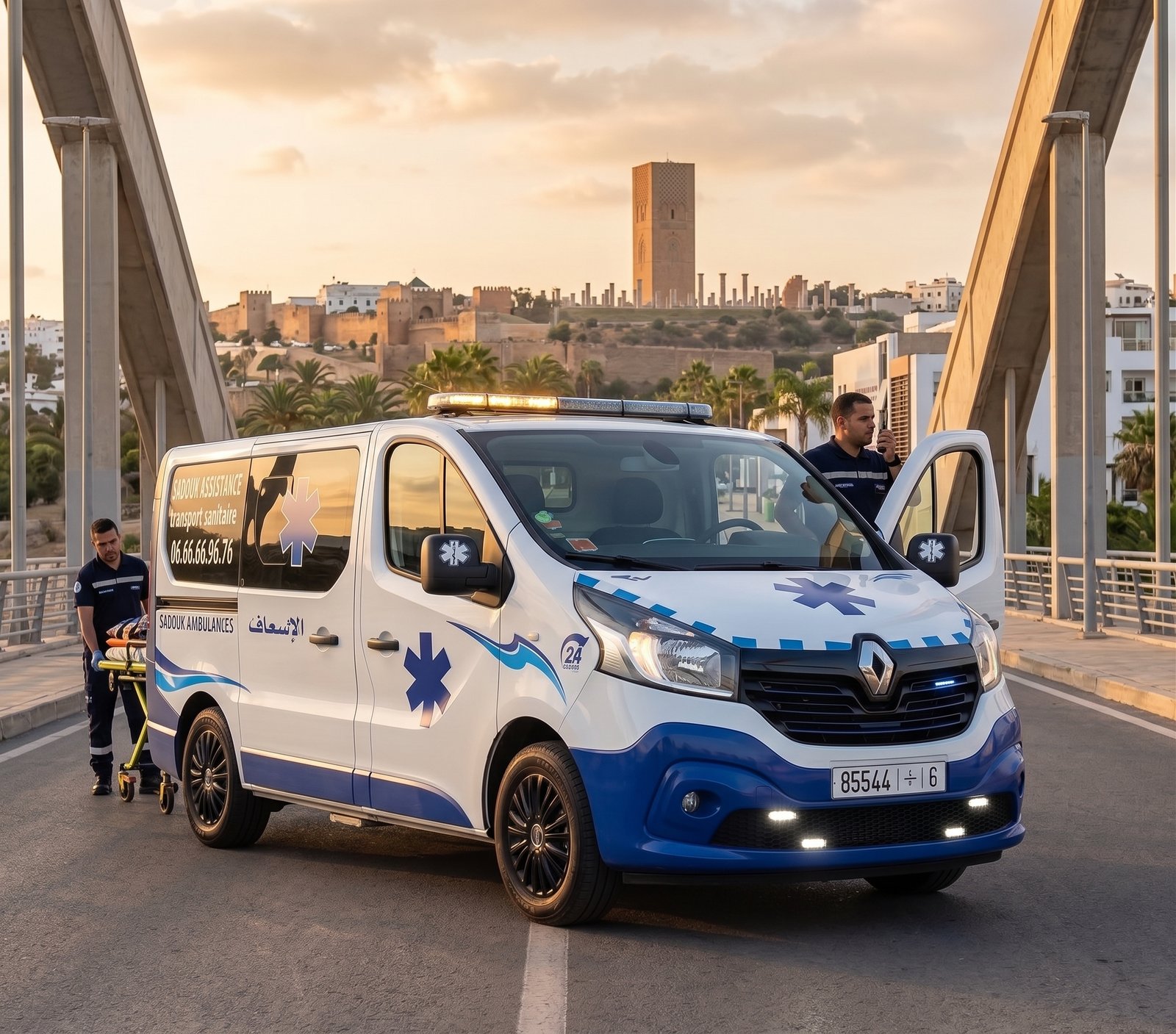 Ambulance Sadouk Assistance au pied de la Tour Hassan, Rabat